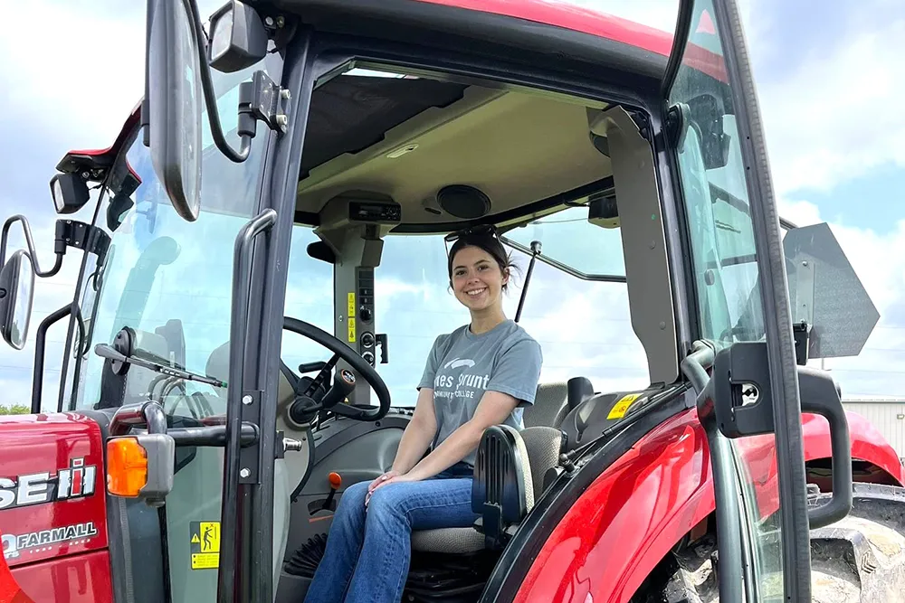 James Sprunt Agriculture Technology Student in Farm Truck